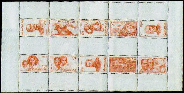 stamps Madagascar Unissued post-war airmail with diesel railcar 